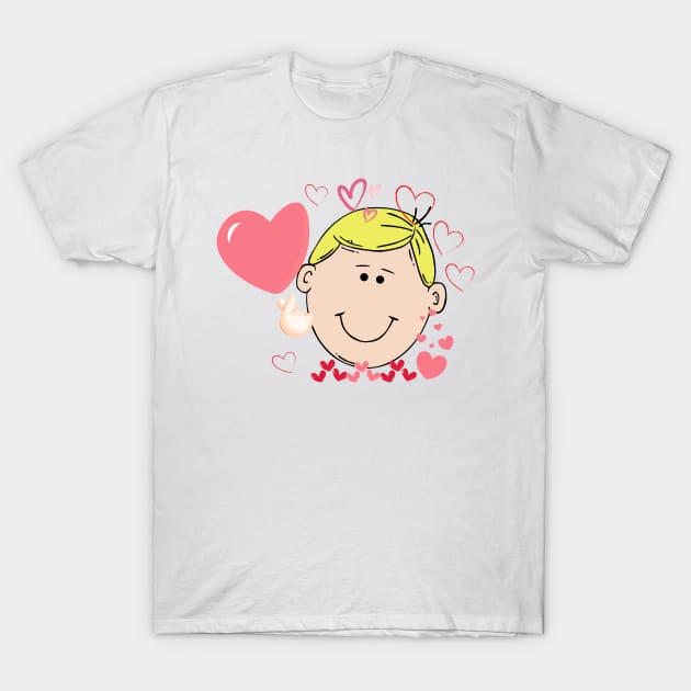 Pink heart from cute man cartoon T-Shirt by Nano-none